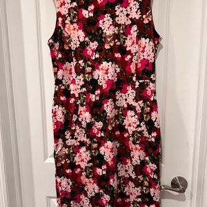 Lands' End Pink and Red Sheath Midi Dress